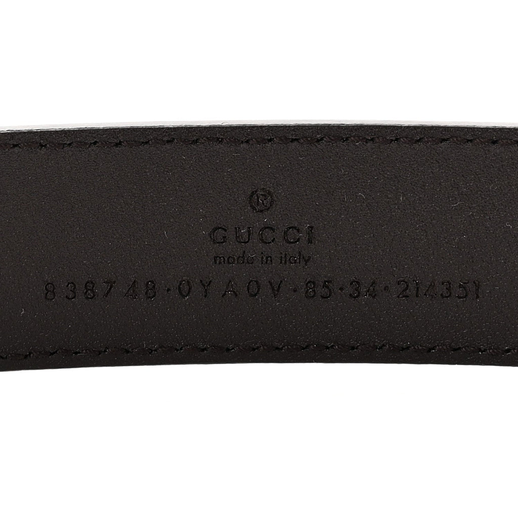 Gucci Plutone Calfskin Plaque GG 30mm Belt 85 34 Cocoa