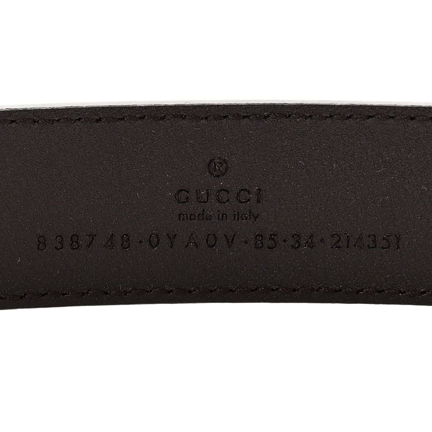 Gucci Plutone Calfskin Plaque GG 30mm Belt 85 34 Cocoa