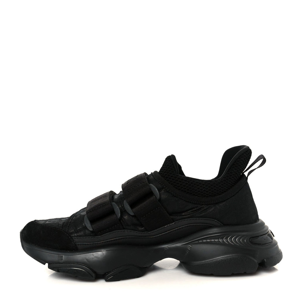 Christian Dior Shiny Oblique Technical Fabric Nylon Womens D-Wander Sneakers 35.5 Black