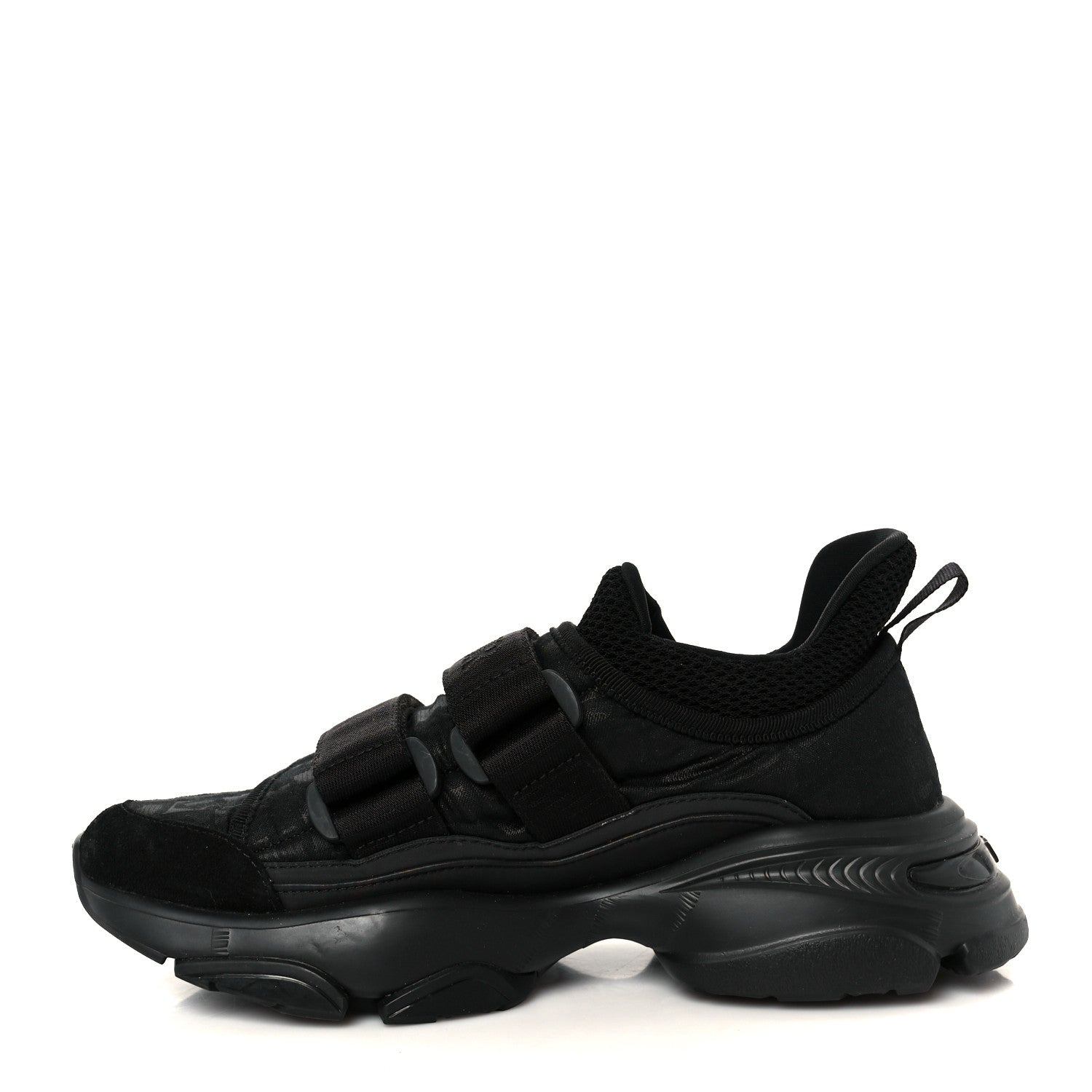 Christian Dior Shiny Oblique Technical Fabric Nylon Womens D-Wander Sneakers 35.5 Black