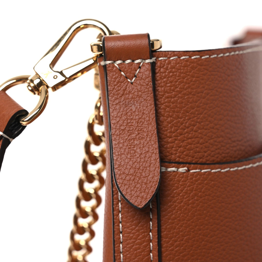 Louis Vuitton Calfskin Lock and Walk Bucket Cognac