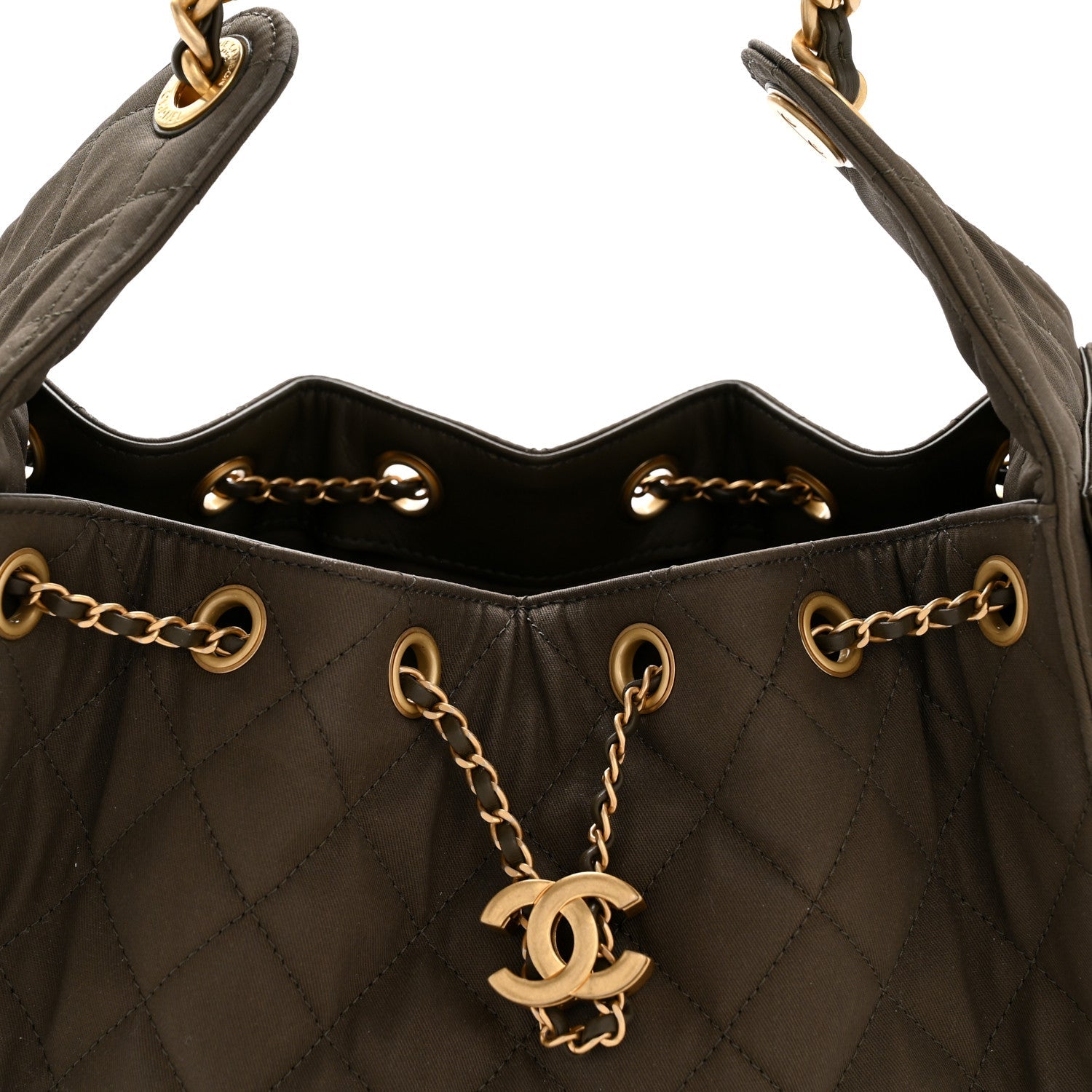 Chanel Canvas Quilted Small Chanel 25 Handbag Khaki