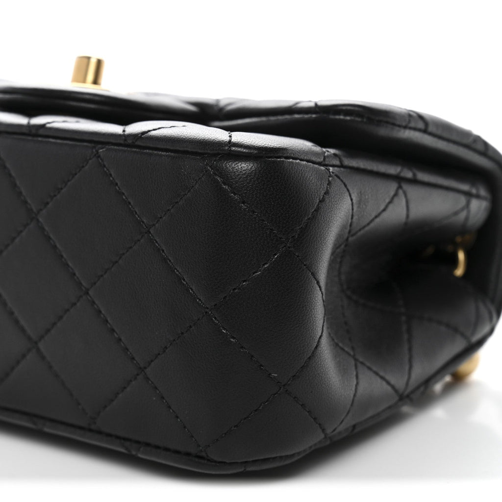 Chanel Lambskin Quilted Mini Pearl Crush Flap Black