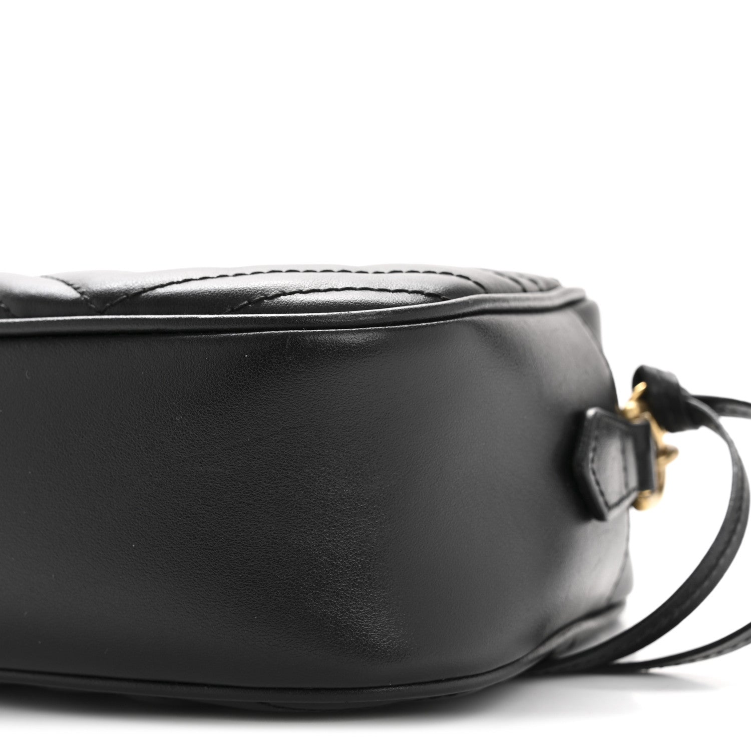 Gucci Calfskin Matelasse Small GG Marmont Chain Shoulder Bag Black