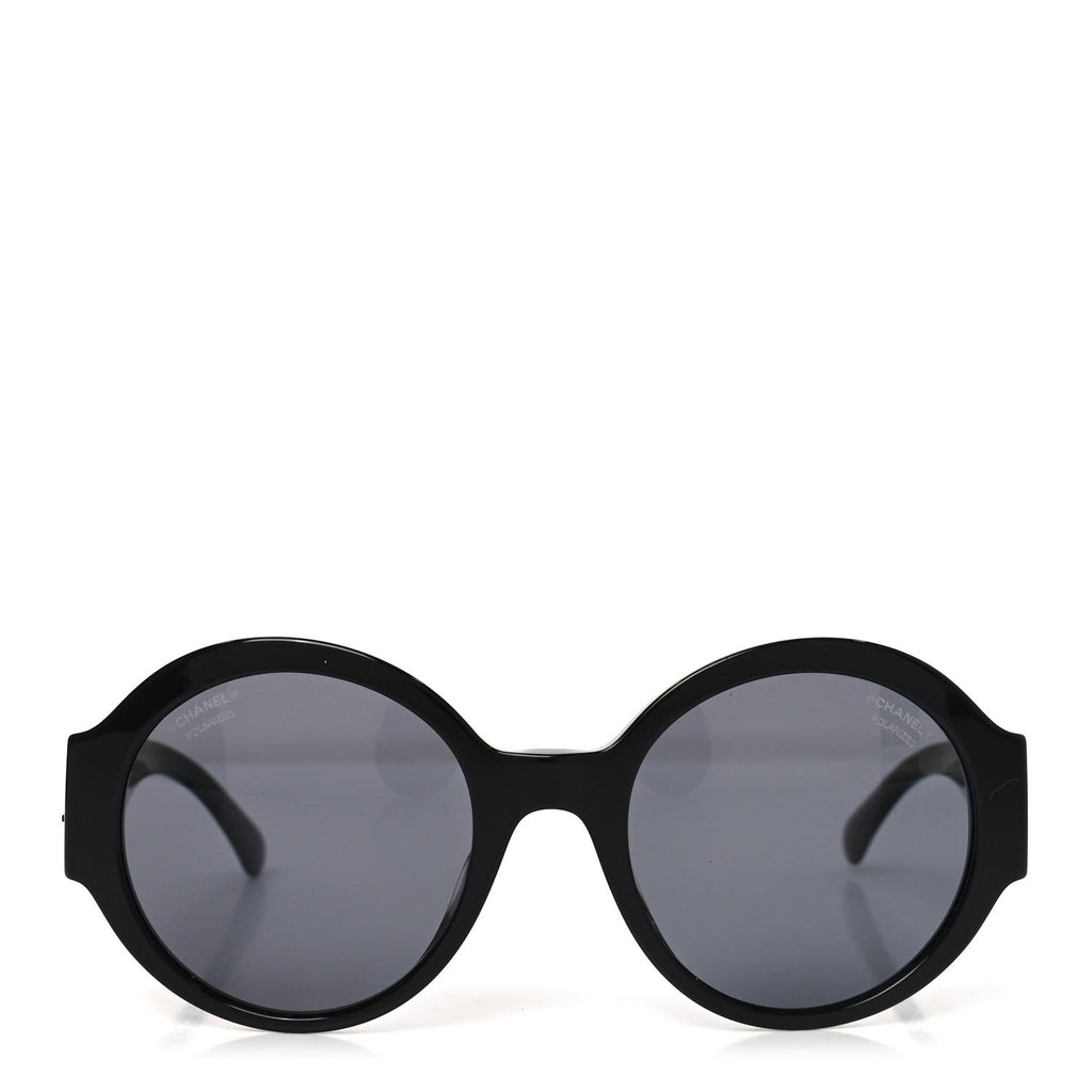 Acetate Polarized Round Sunglasses 5410-A Black