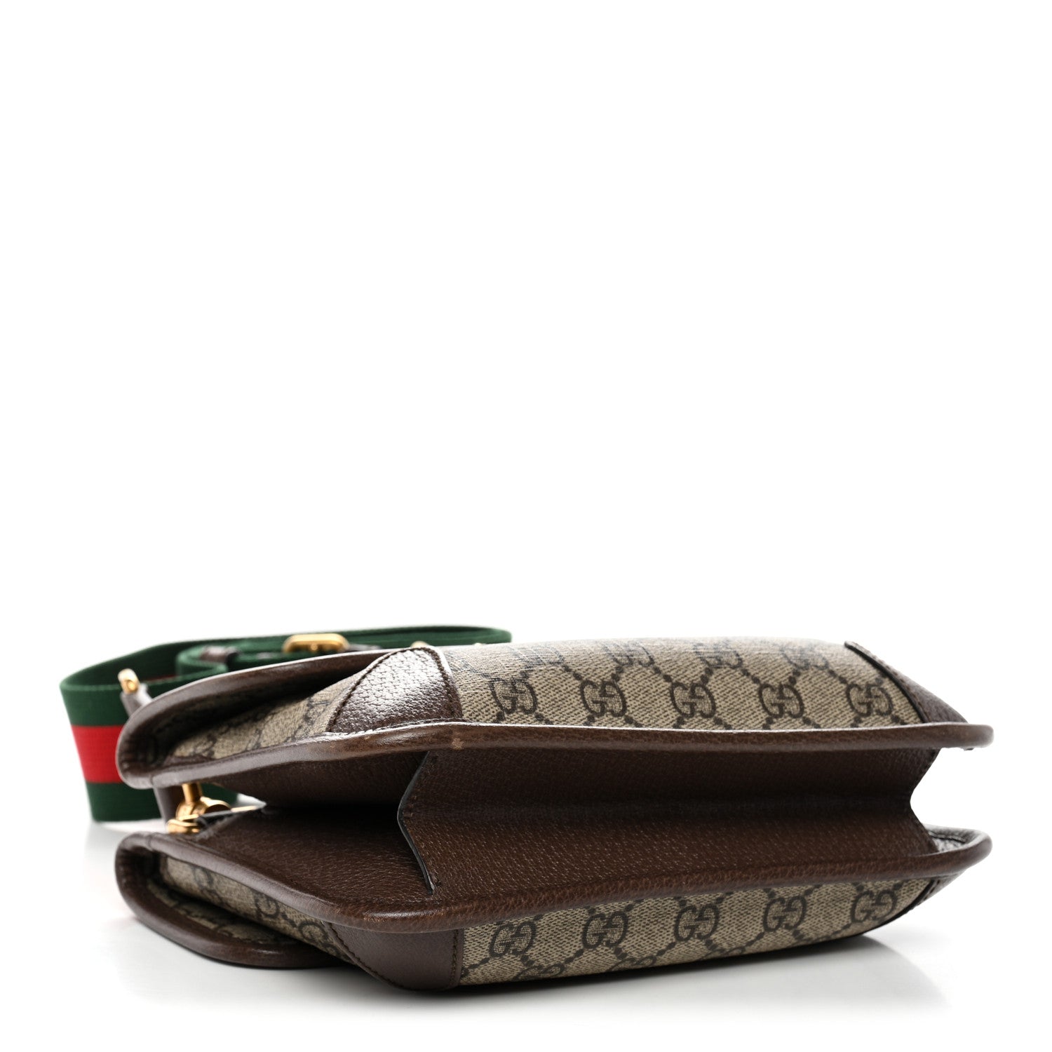 Gucci GG Supreme Monogram Web Small Neo Vintage Double Flap Messenger Bag Beige New Acero