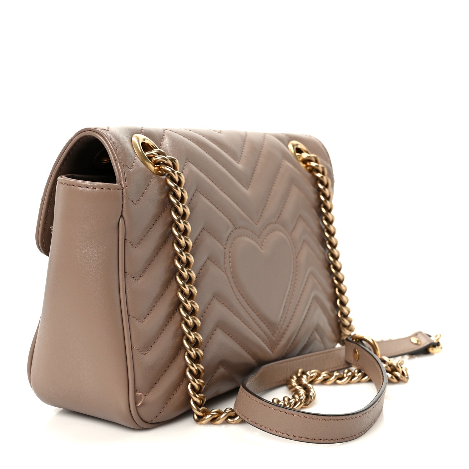 Gucci Calfskin Matelasse Small GG Marmont Shoulder Bag Porcelain Rose