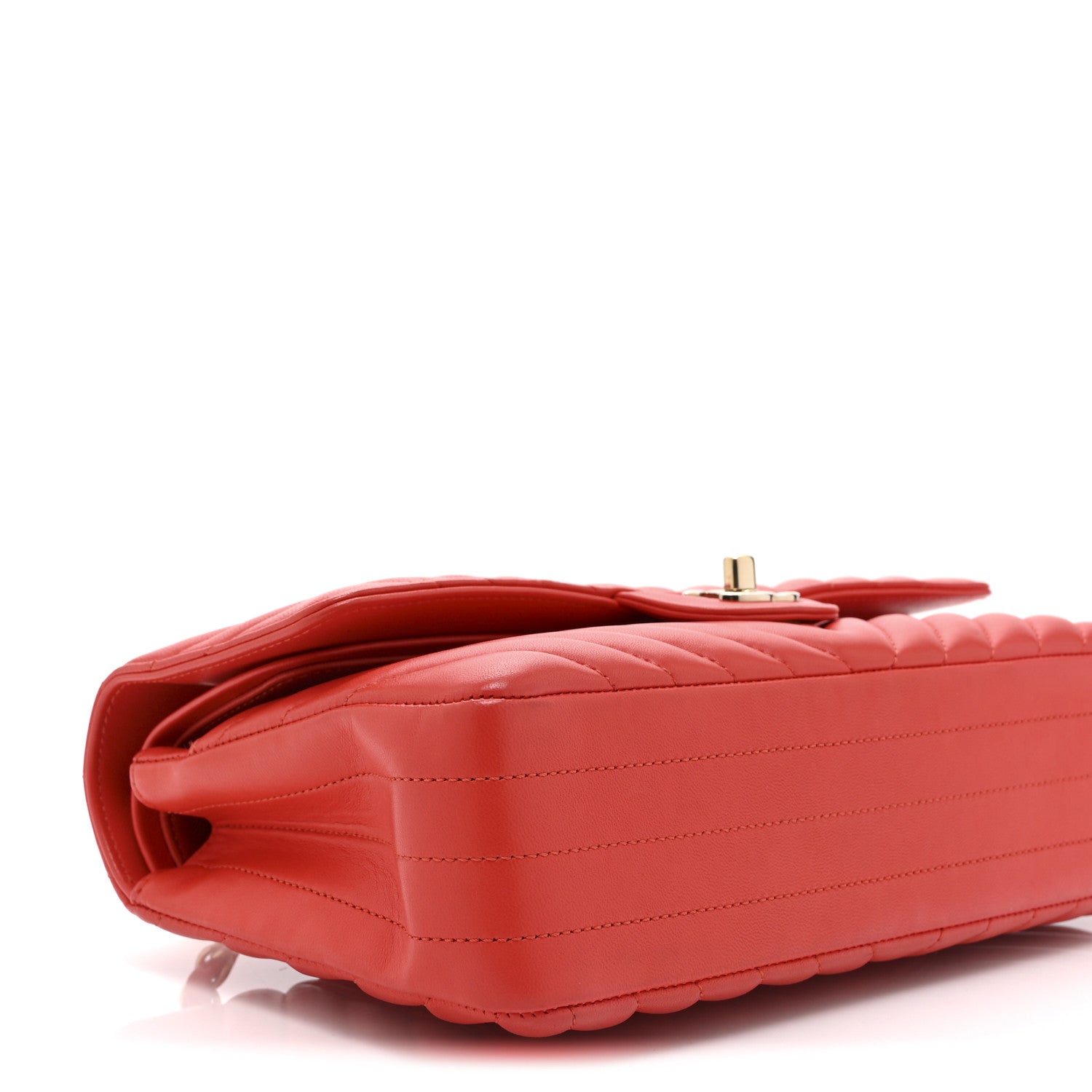 Chanel Lambskin Chevron Quilted Medium Double Flap Red