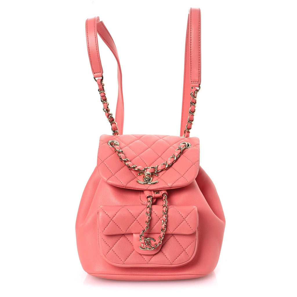 Chanel Lambskin Quilted Small Duma Drawstring Backpack Pink