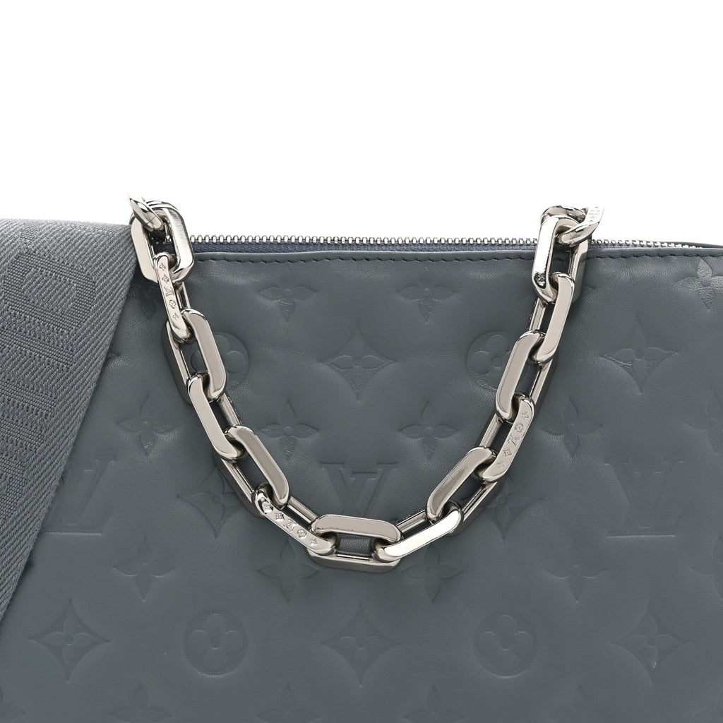 Louis Vuitton Lambskin Embossed Monogram Coussin PM Blue Glacier