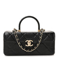 Chanel Shiny Calfskin Quilted Top Handle Box Bag Black