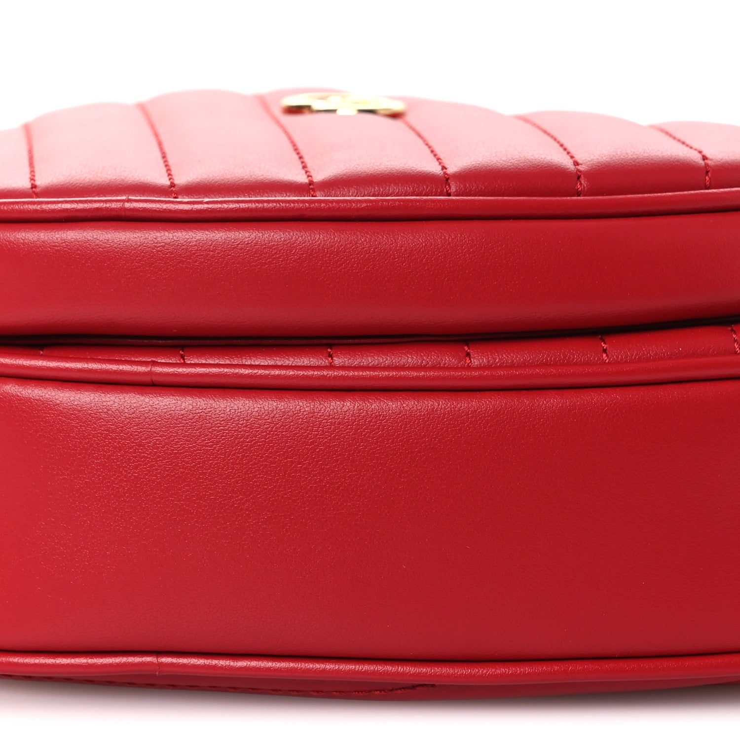 Gucci Calfskin Matelasse Diagonal Mini Interlocking G Heart Shoulder Bag Hibiscus Red