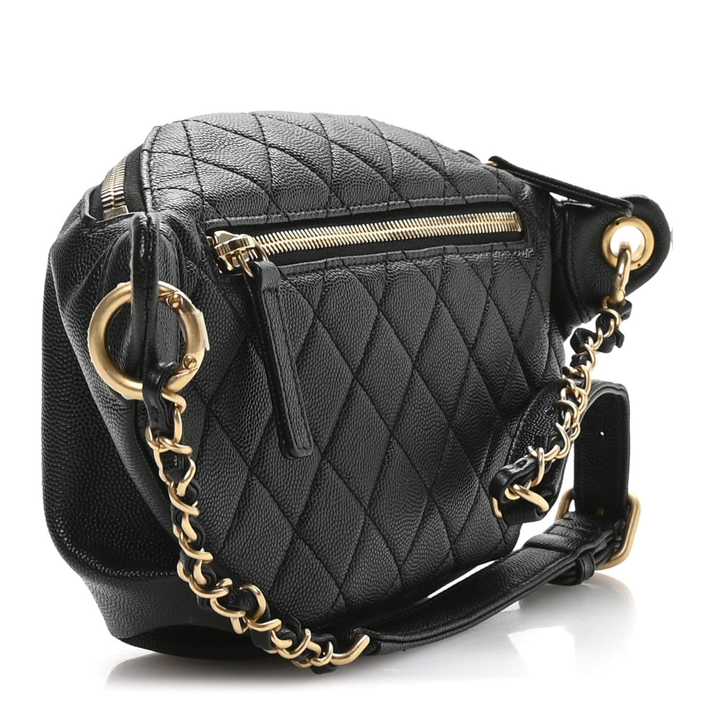 Chanel Caviar Quilted Filigree Waist Bag Black