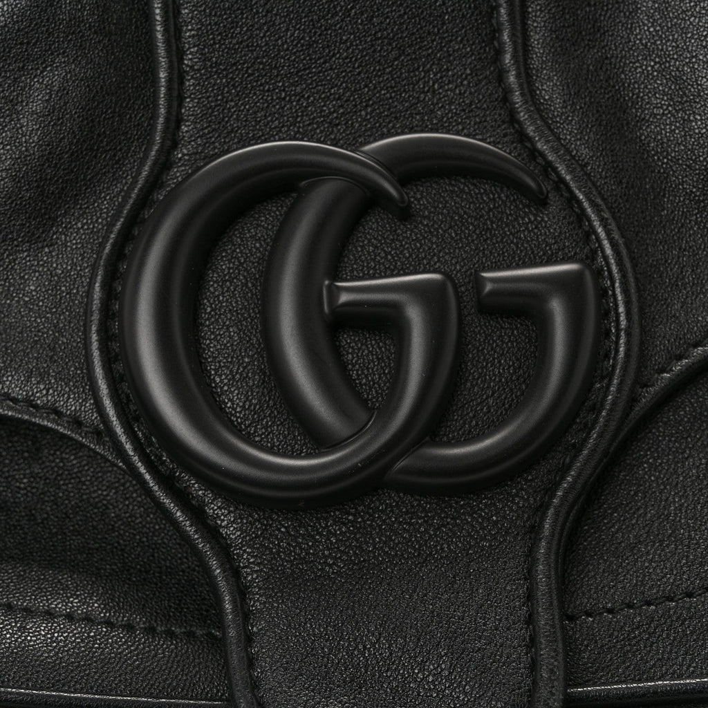 Gucci Goatskin Small GG Monochrome Aphrodite Shoulder Bag Black