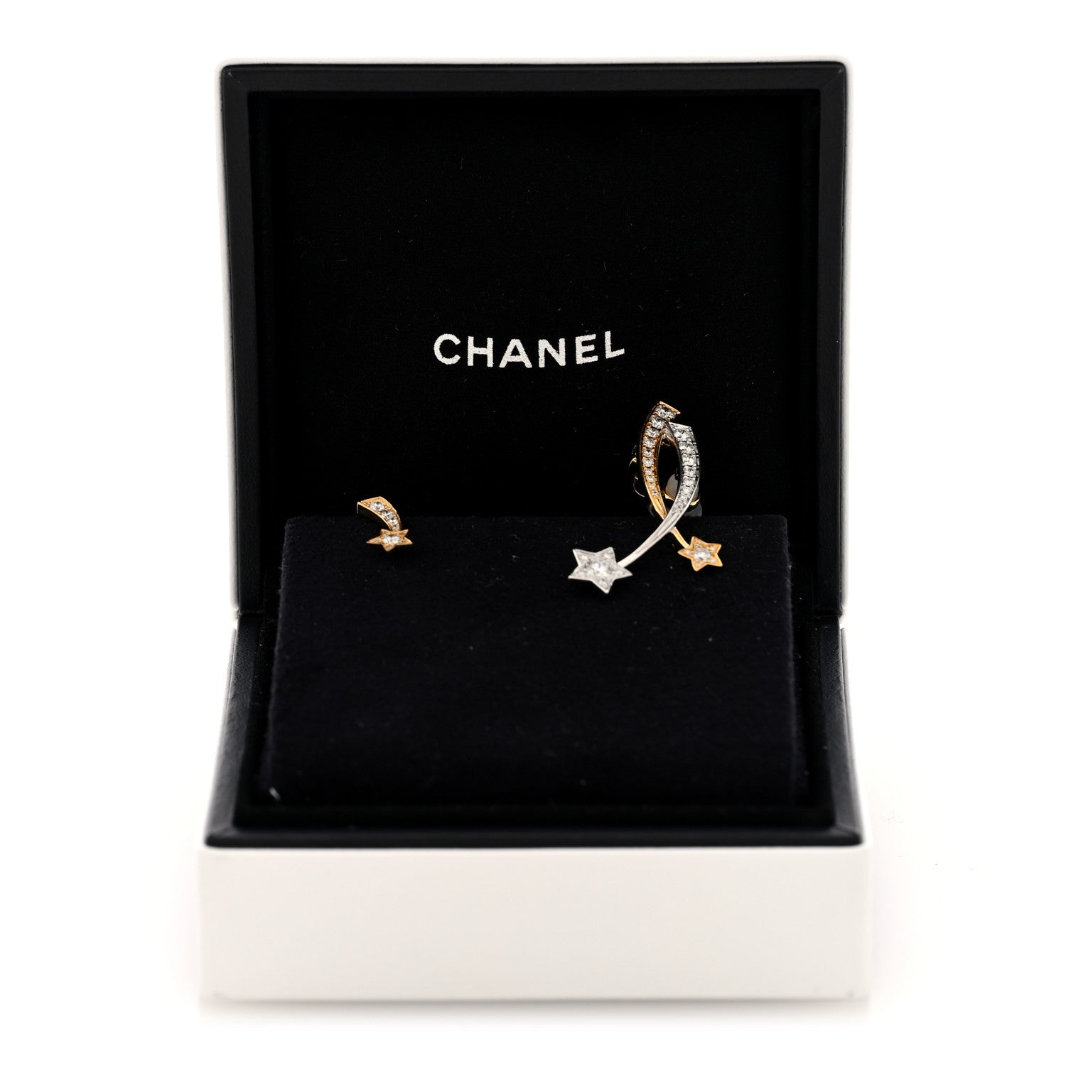 18K Yellow White Gold Diamond Etoile Filante Earrings