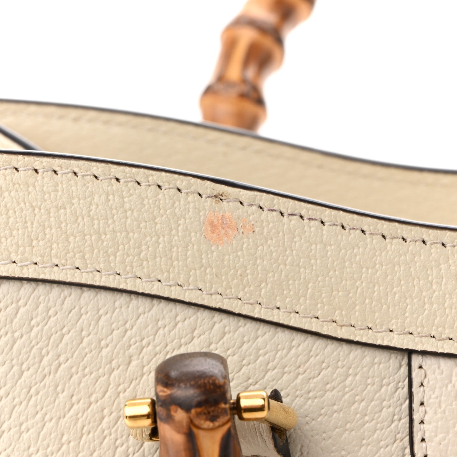 Gucci Textured Dollar Calfskin Web Small Diana Tote Bag Mystic White