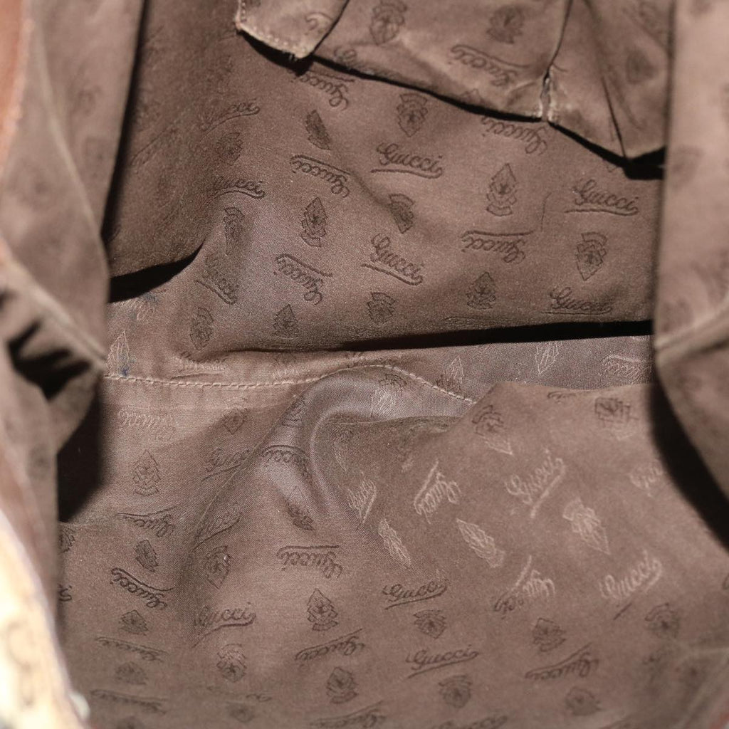 GUCCI GG Canvas Tote Bag Beige Dark Brown  49048
