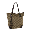 GUCCI GG Canvas Tote Bag Beige Dark Brown  49048