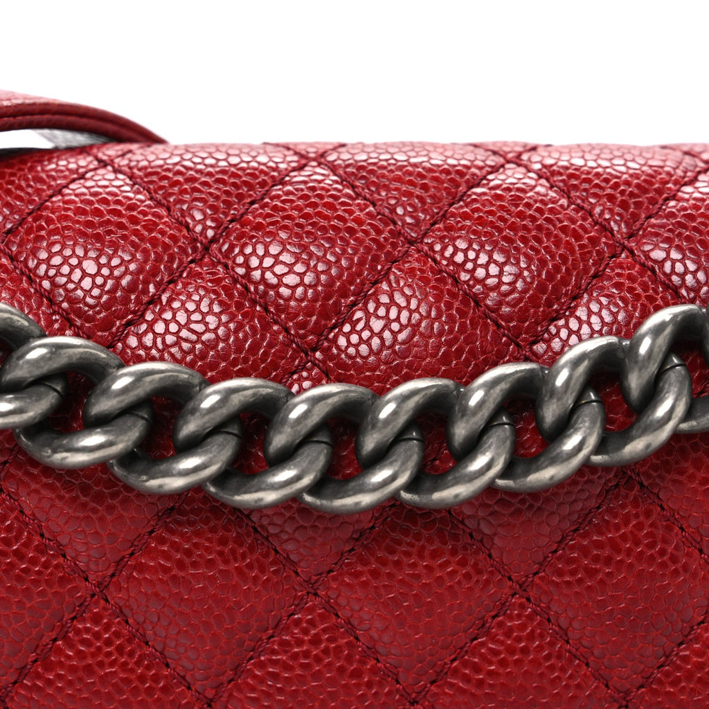 Chanel Caviar Quilted Medium Boy Flap Dark Red