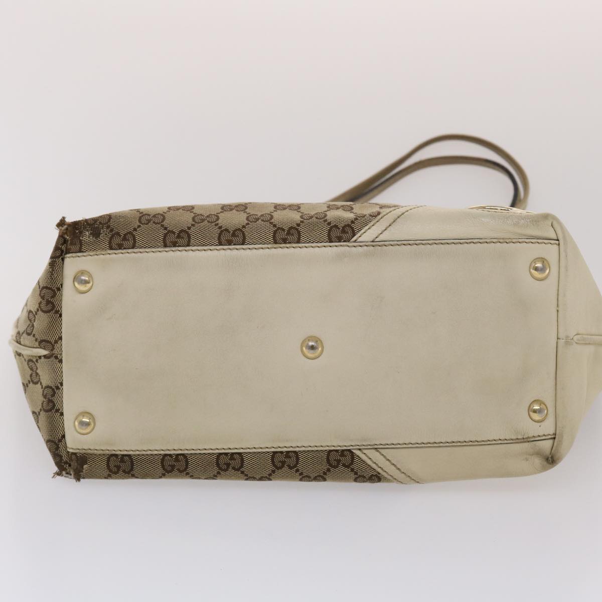 GUCCI GG Canvas Tote Bag Beige White  49053