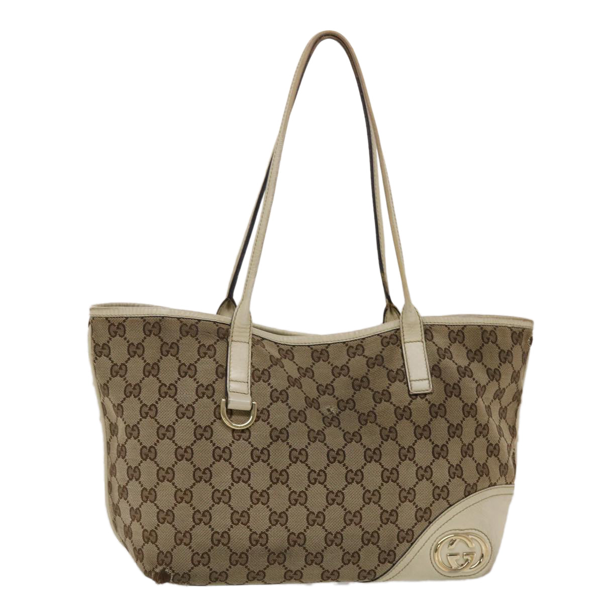 GUCCI GG Canvas Tote Bag Beige White  49053