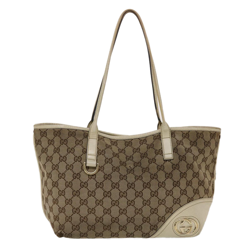 GUCCI GG Canvas Tote Bag Beige White  49053
