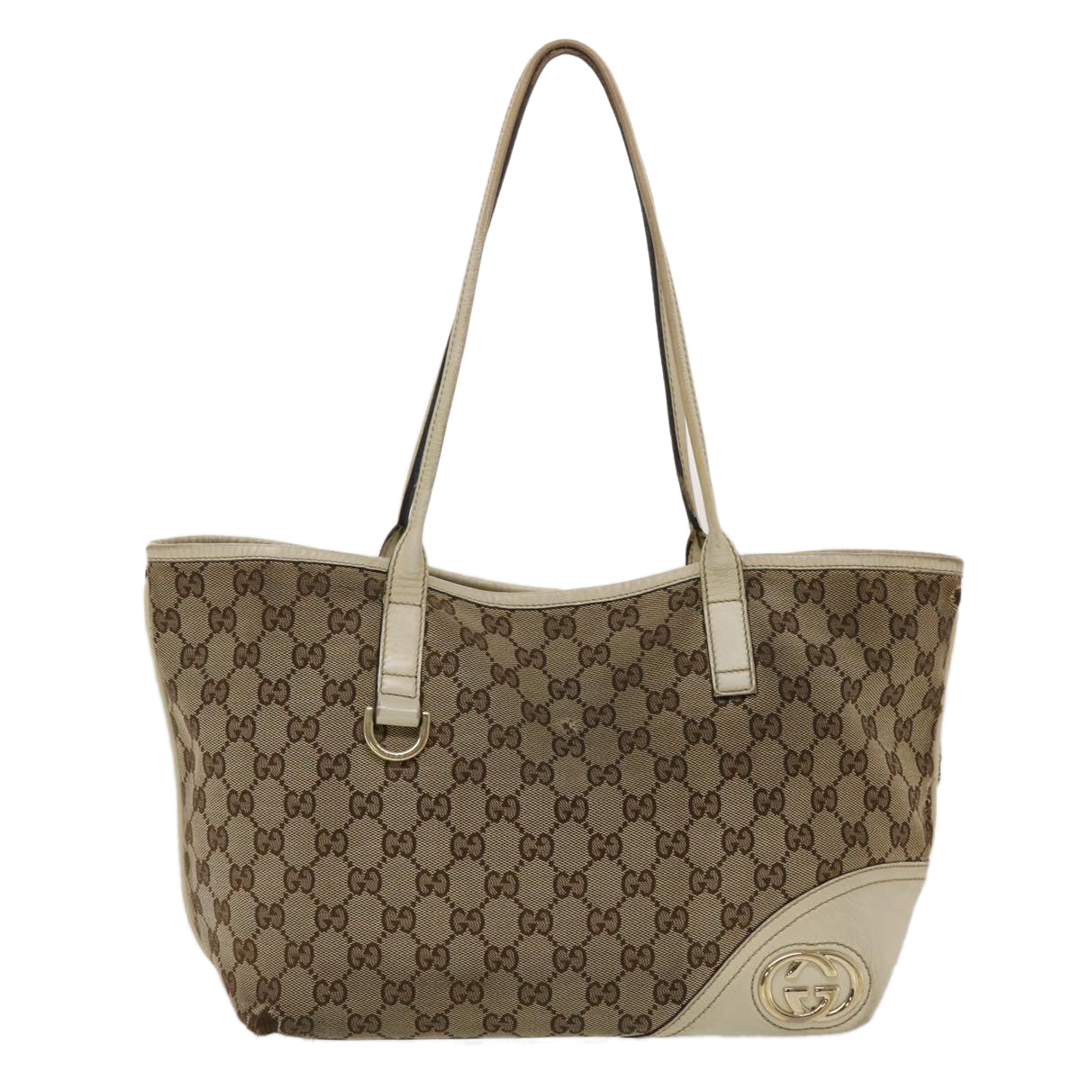 GUCCI GG Canvas Tote Bag Beige White  49053