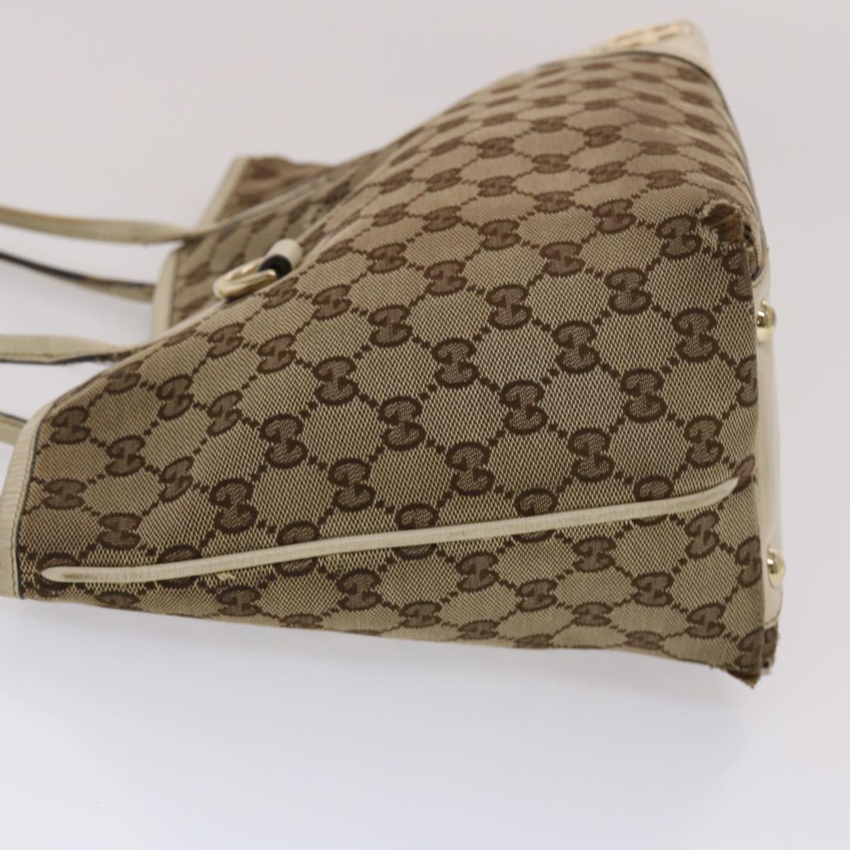 GUCCI GG Canvas Tote Bag Beige White  49053