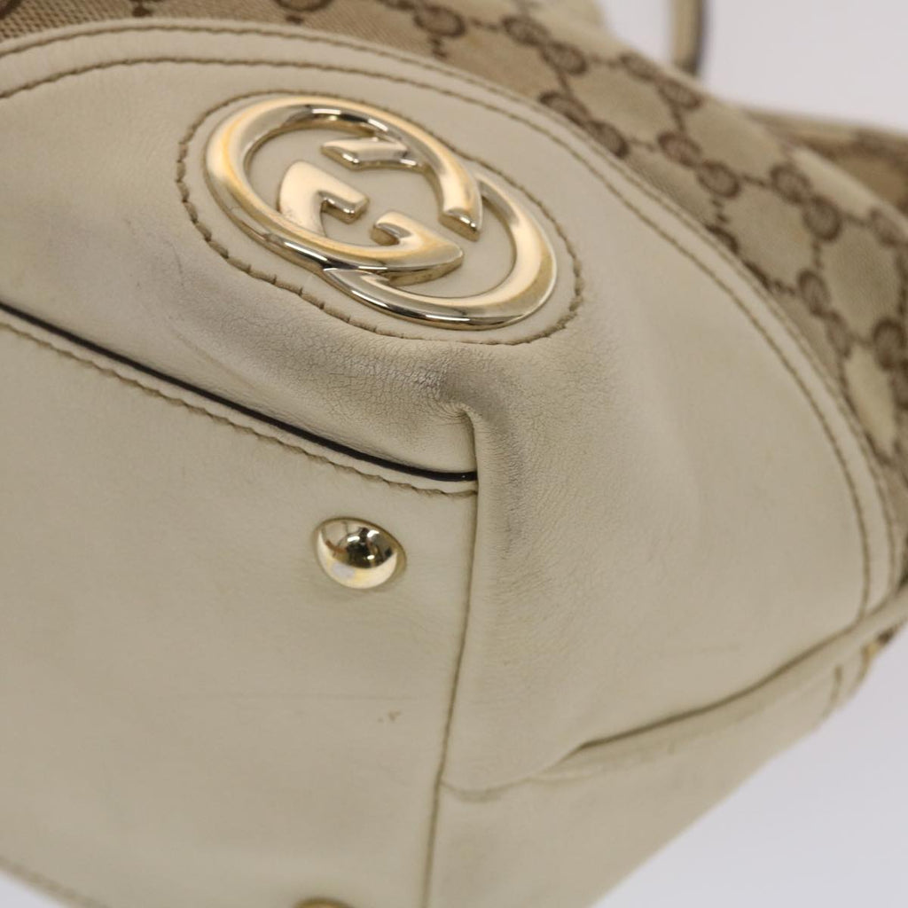 GUCCI GG Canvas Tote Bag Beige White  49055