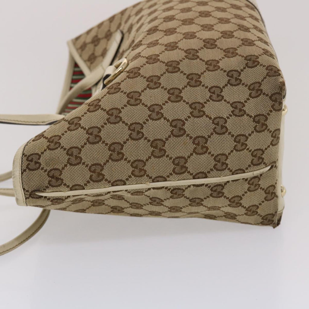 GUCCI GG Canvas Tote Bag Beige White  49055