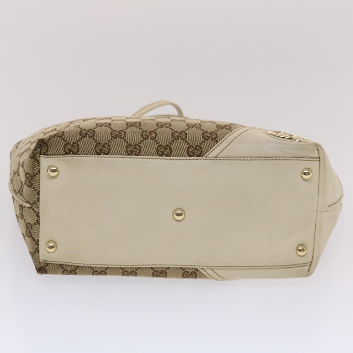 GUCCI GG Canvas Tote Bag Beige White  49055