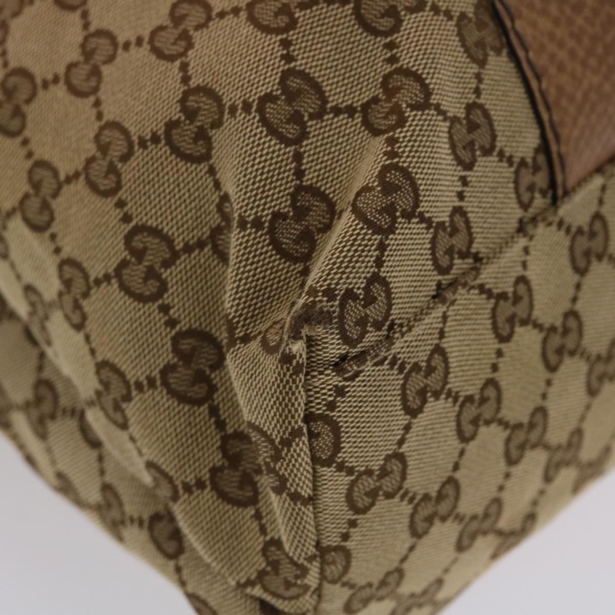 GUCCI GG Canvas Bamboo Tote Bag Beige Brown  49058