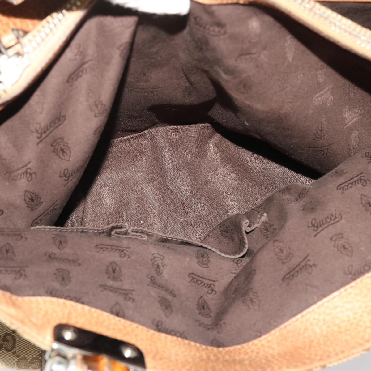GUCCI GG Canvas Bamboo Tote Bag Beige Brown  49058