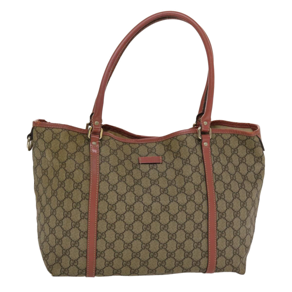 GUCCI GG Canvas Tote Bag PVC Leather Beige Pink  49060