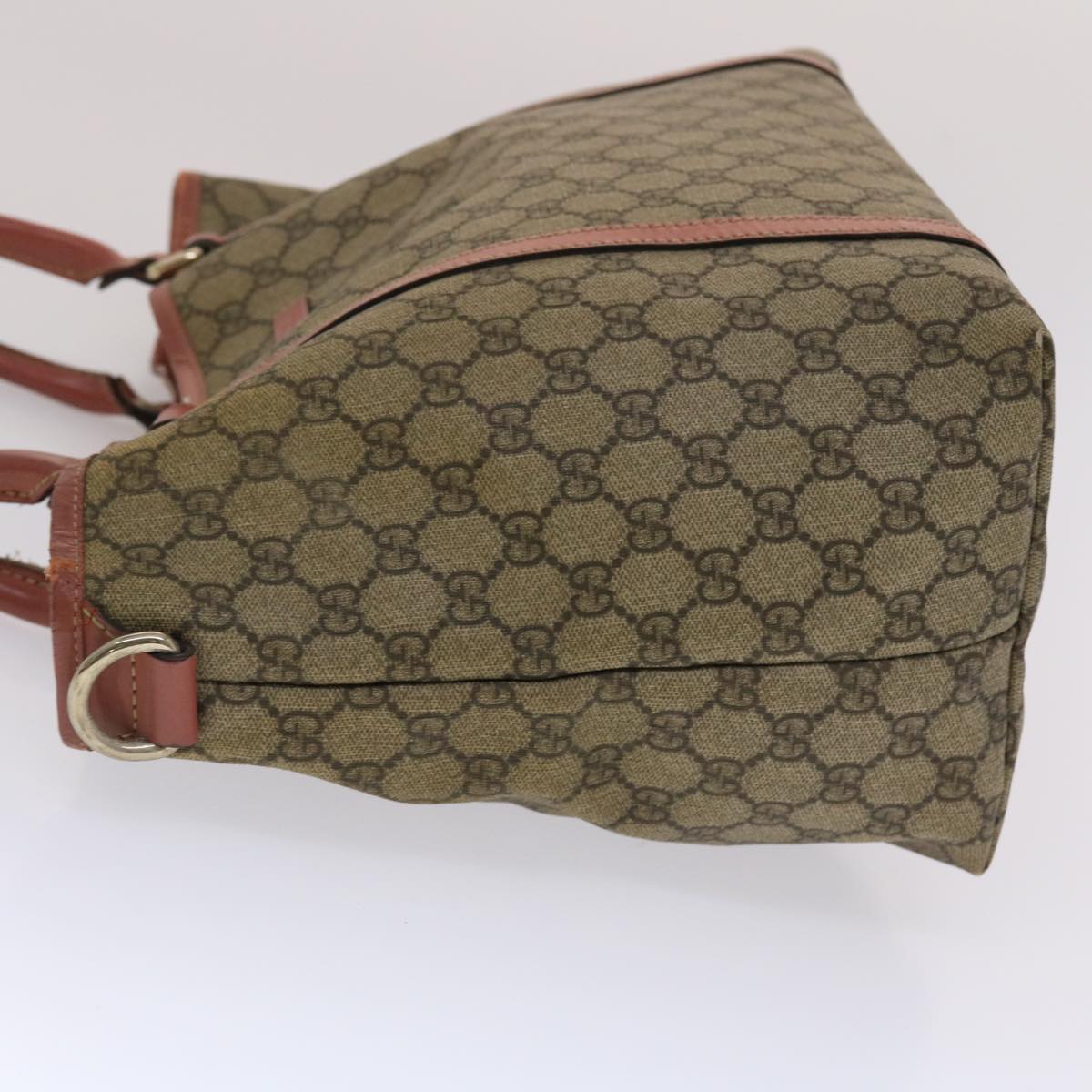 GUCCI GG Canvas Tote Bag PVC Leather Beige Pink  49060