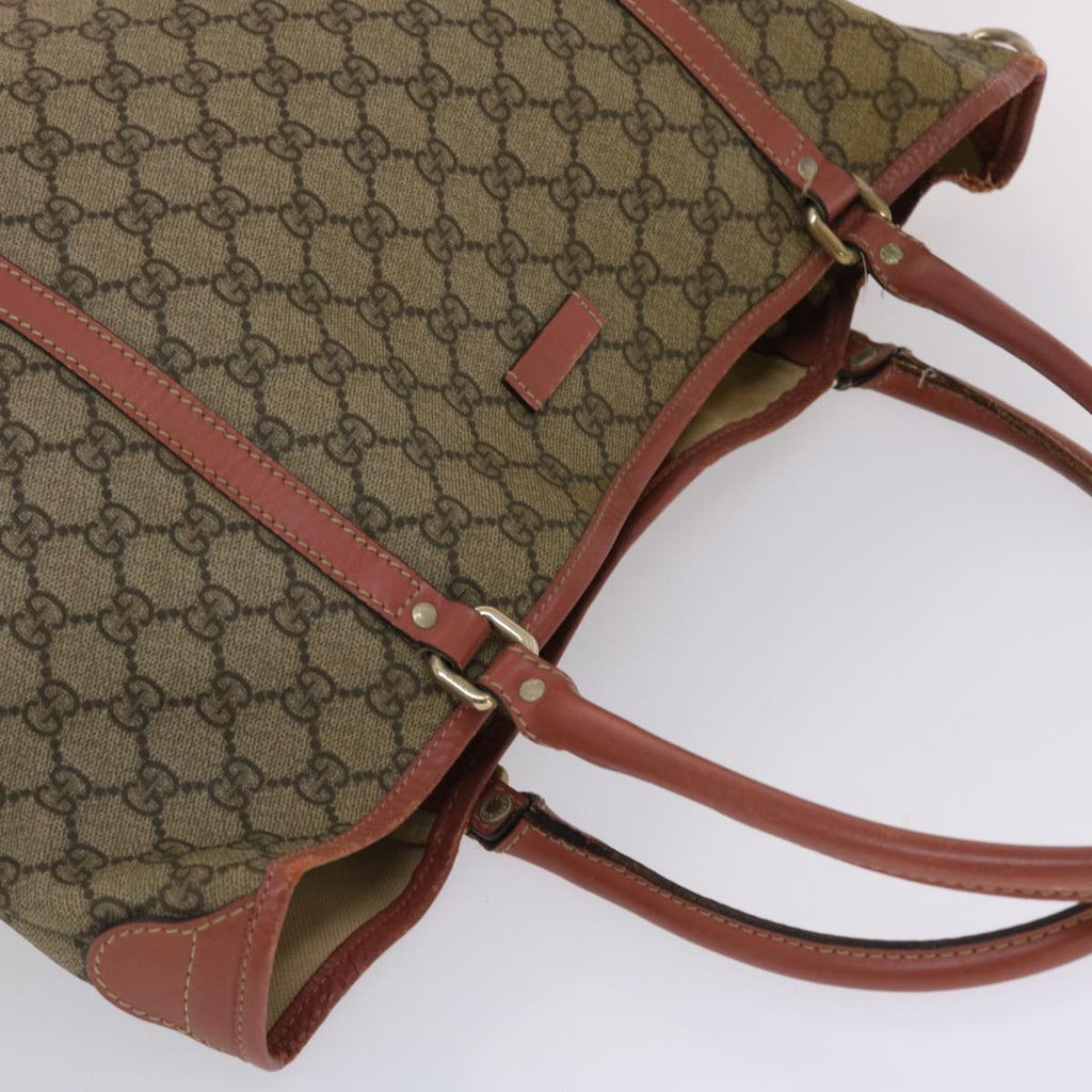 GUCCI GG Canvas Tote Bag PVC Leather Beige Pink  49060