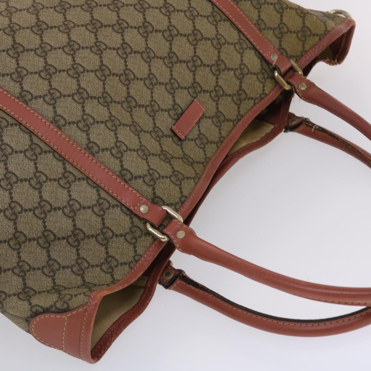 GUCCI GG Canvas Tote Bag PVC Leather Beige Pink  49060