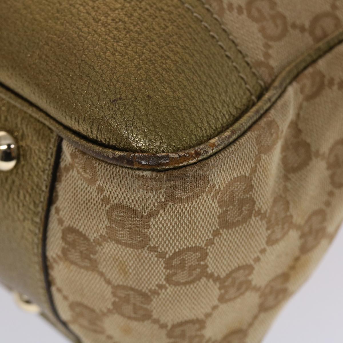 GUCCI GG Canvas Shoulder Bag Beige Gold  49063