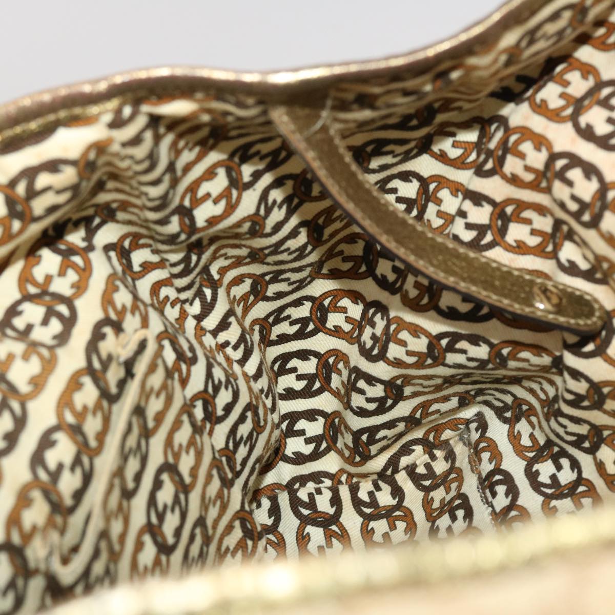 GUCCI GG Canvas Shoulder Bag Beige Gold  49063