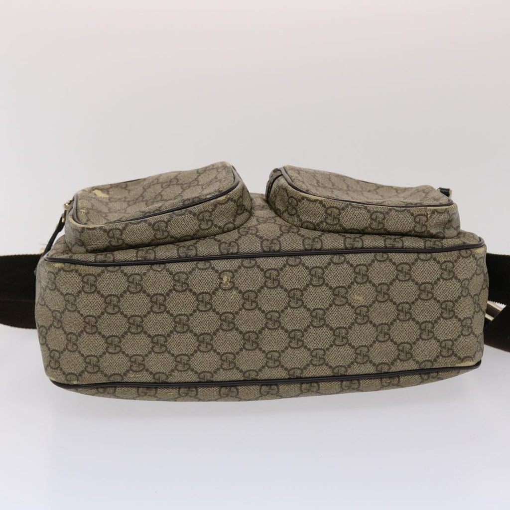 GUCCI GG Canvas Shoulder Bag PVC Leather Beige Dark Brown  49064