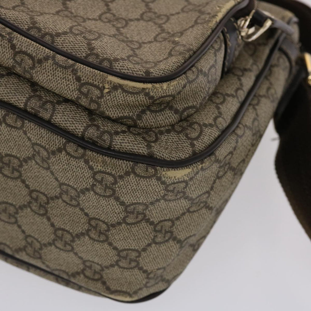 GUCCI GG Canvas Shoulder Bag PVC Leather Beige Dark Brown  49064