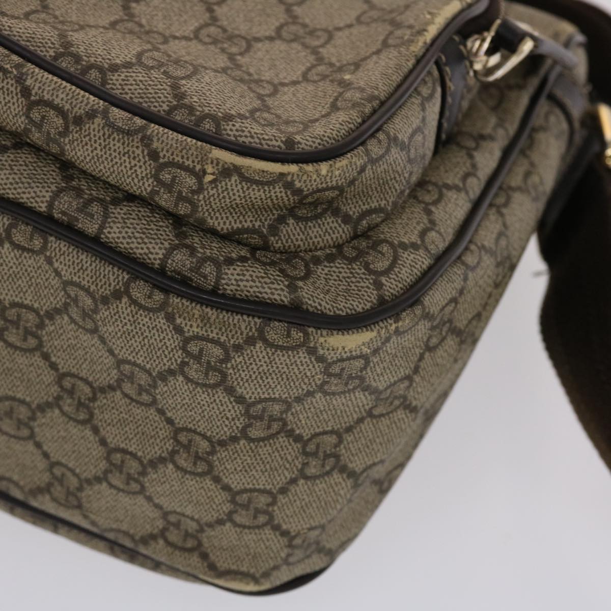 GUCCI GG Canvas Shoulder Bag PVC Leather Beige Dark Brown  49064