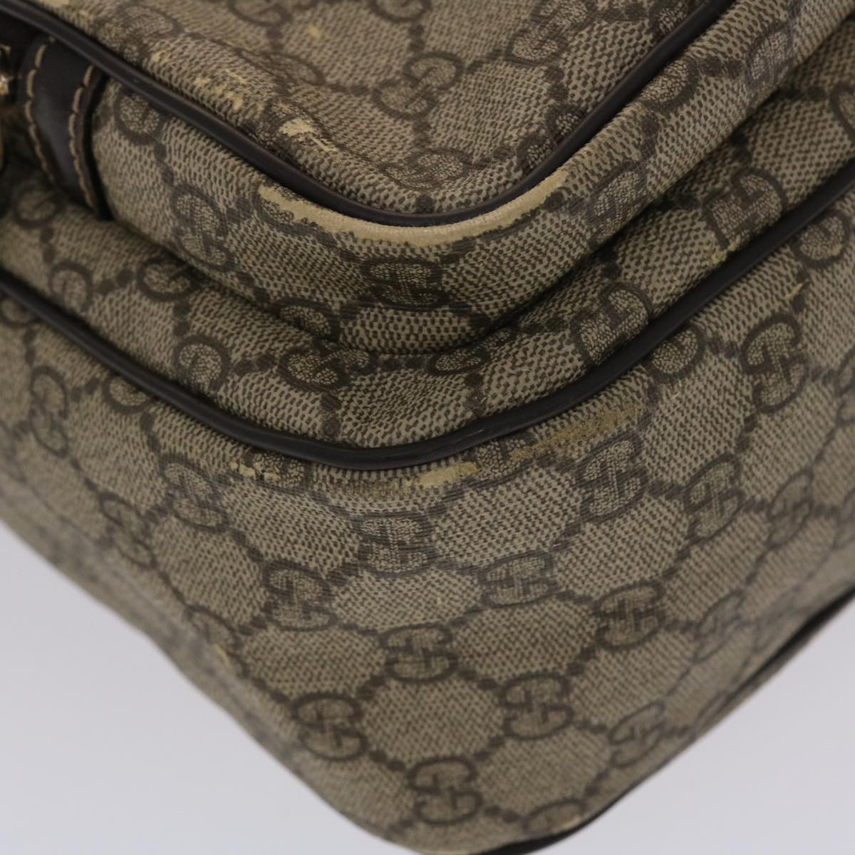 GUCCI GG Canvas Shoulder Bag PVC Leather Beige Dark Brown  49064