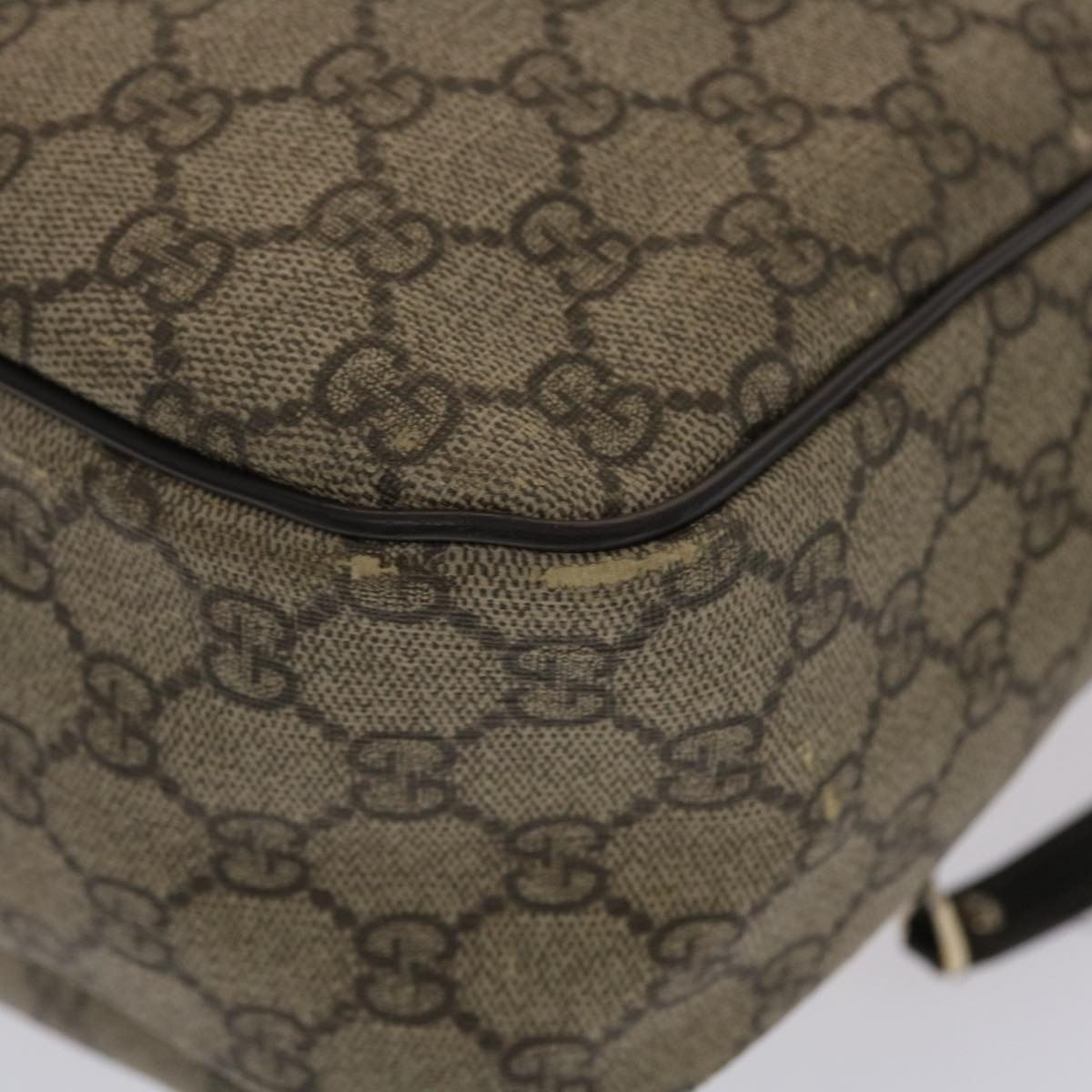 GUCCI GG Canvas Shoulder Bag PVC Leather Beige Dark Brown  49064