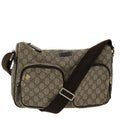 GUCCI GG Canvas Shoulder Bag PVC Leather Beige Dark Brown  49064