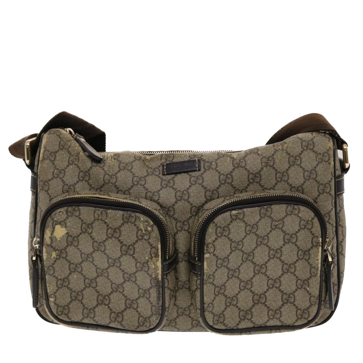 GUCCI GG Canvas Shoulder Bag PVC Leather Beige Dark Brown  49064