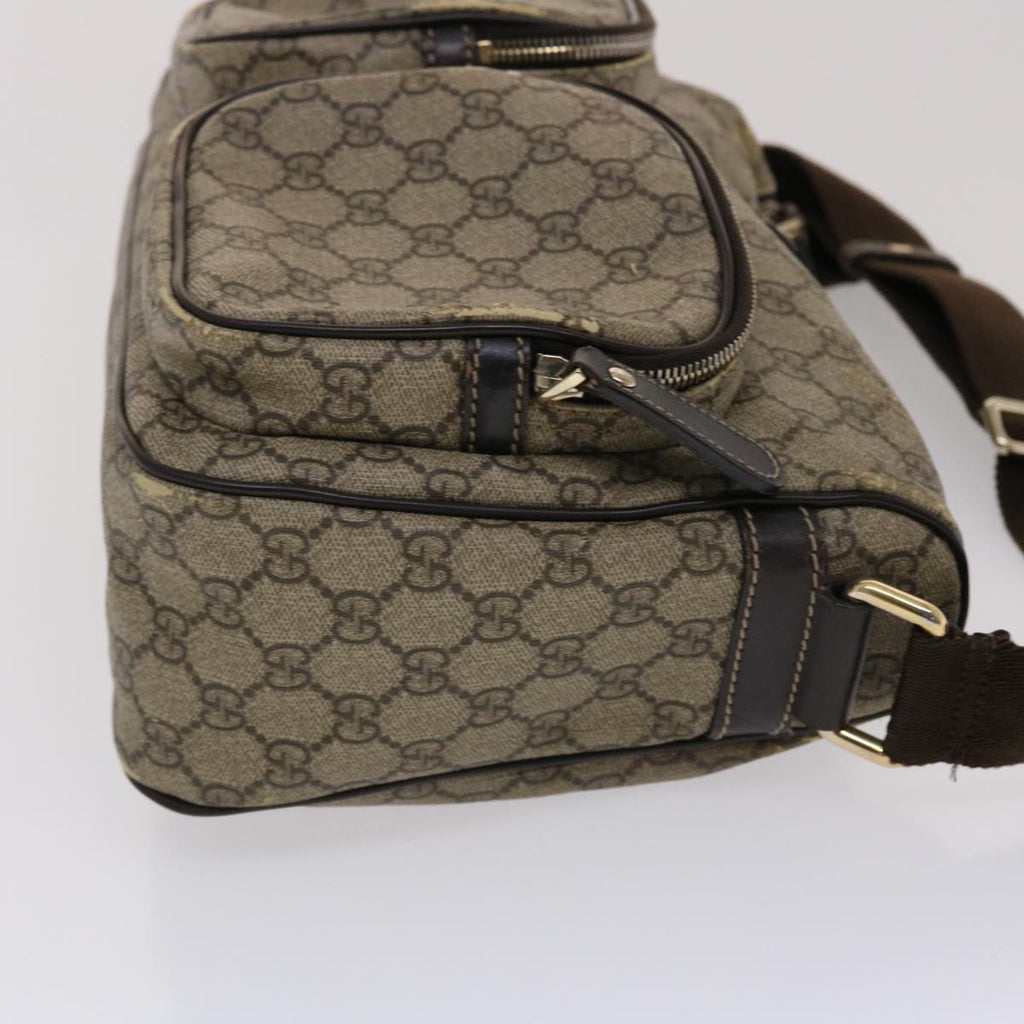 GUCCI GG Canvas Shoulder Bag PVC Leather Beige Dark Brown  49064