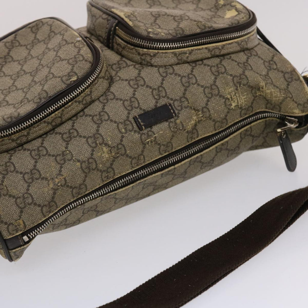 GUCCI GG Canvas Shoulder Bag PVC Leather Beige Dark Brown  49064