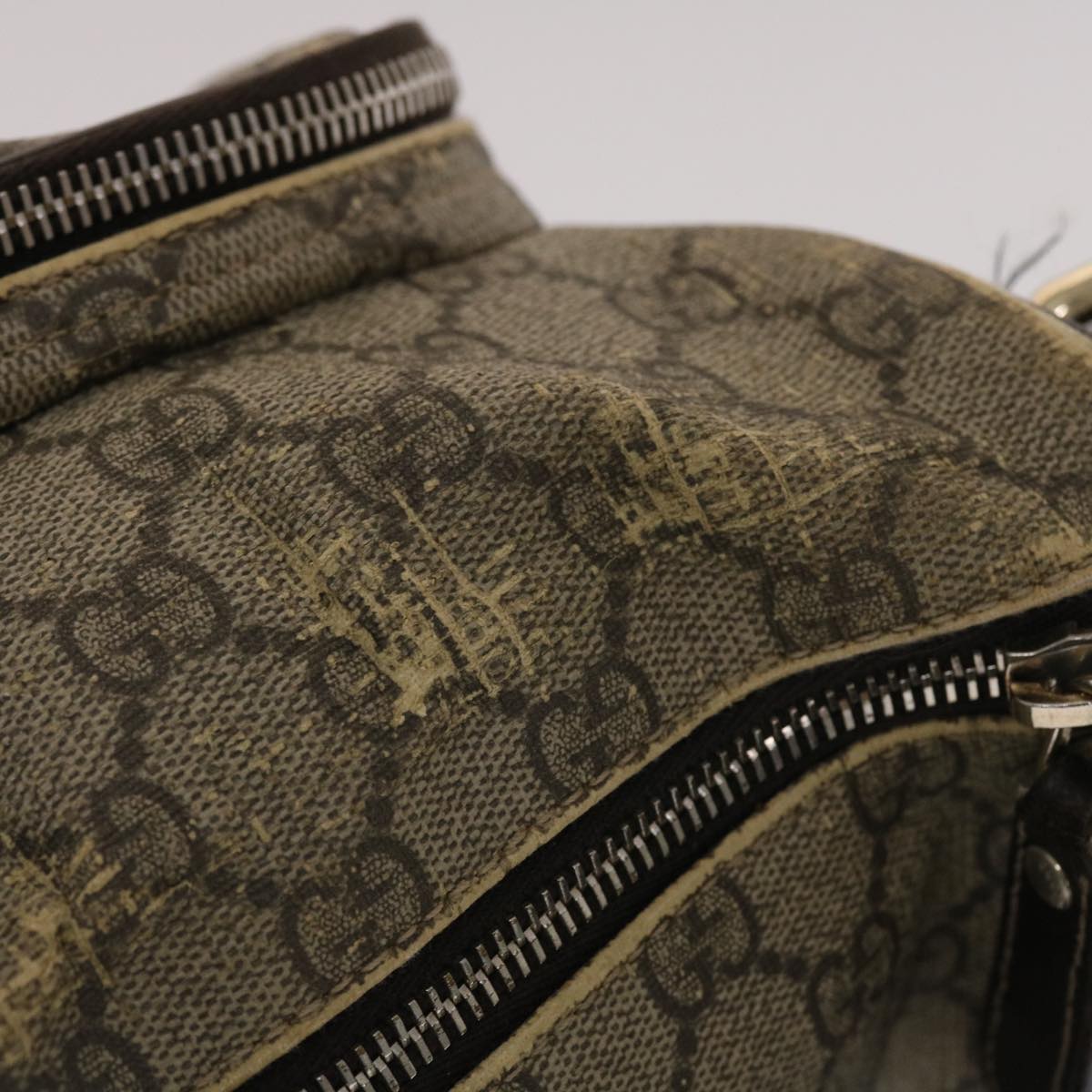 GUCCI GG Canvas Shoulder Bag PVC Leather Beige Dark Brown  49064