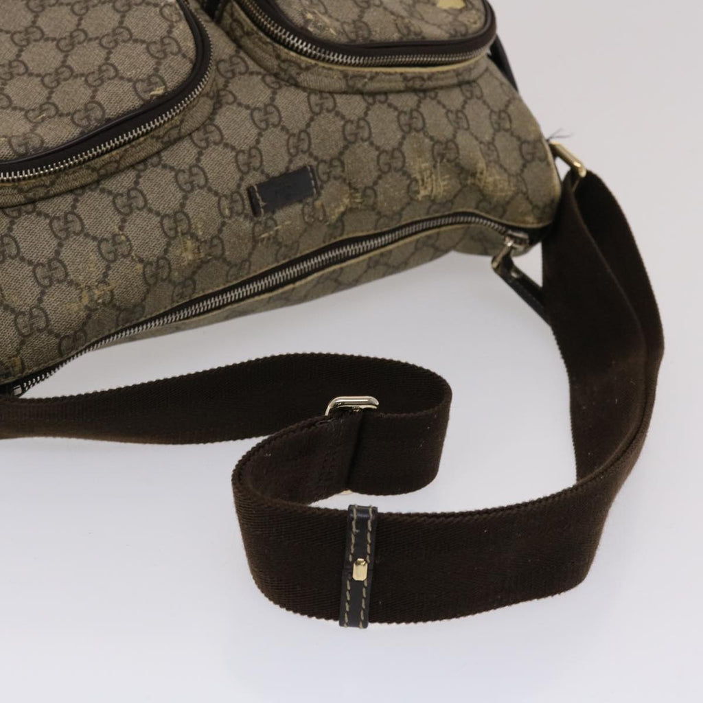 GUCCI GG Canvas Shoulder Bag PVC Leather Beige Dark Brown  49064